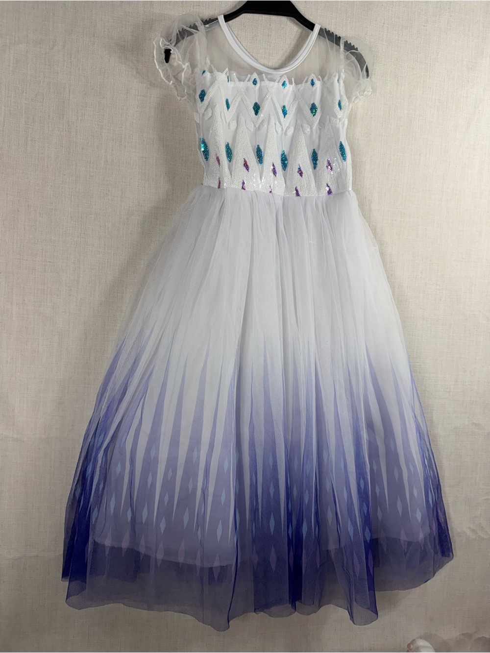 Girls White and Purple Ombre Tulle Costume Dress